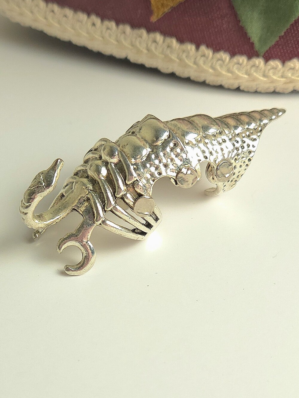Vintage Silver Plated Punk Style Scorpian Full Finger Ring Unisex Adjustable